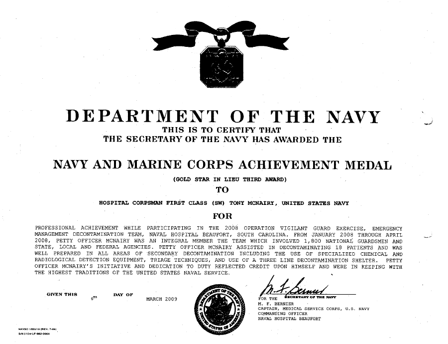 Navy Award Examples